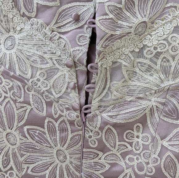 JS Collections gold/lilac fit n flare evening gown - Picture 8 of 9